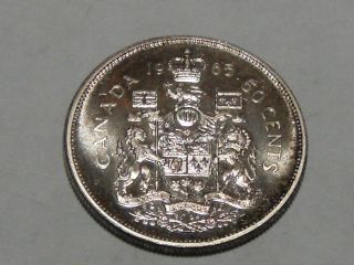 1965 Canadian Silver Fifty Cent Coin (bu) 1727 photo
