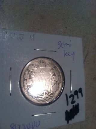1902 - H Semi - Key Date Canada Silver Quarter Coin Uc - 718 photo