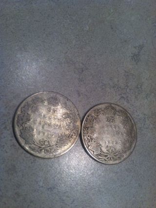 1910 & 1918 Canada Silver Quarters Coin Uc - 720 photo