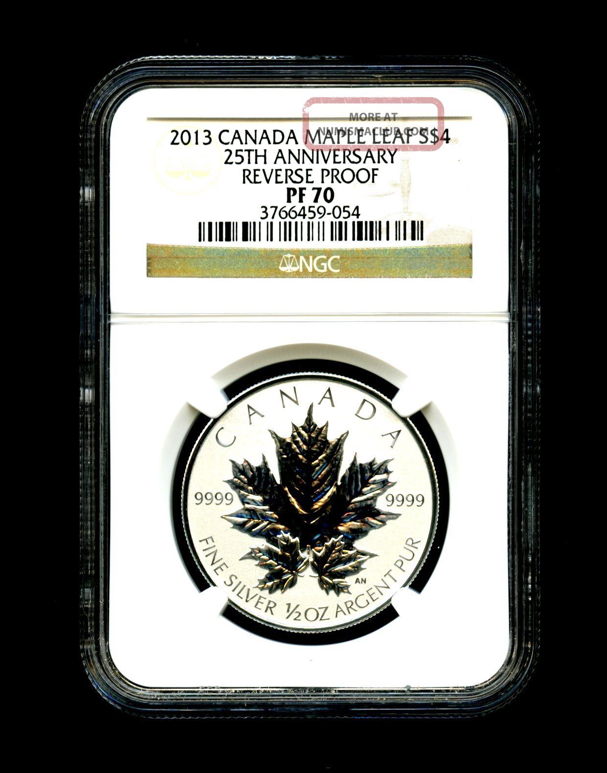 2013 Canada Silver Maple Leaf Ngc Pf70 Reverse Proof 25th Anniversary 1