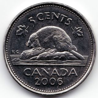 2006l Canadian 5c Coin - Short Raised Line From G In K.  G To Log photo