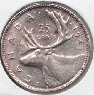 1941 Quarter 25 Cent Canadian Coin photo