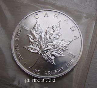 Silver Coin 1 Troy Oz 2006 Canada Maple Leaf.  9999 Pure Royal Bu photo