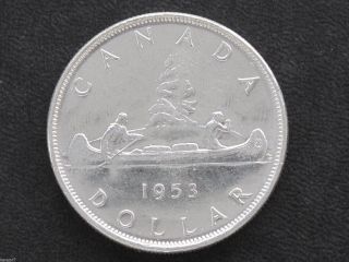 1953 Bu Canada Silver Dollar Sf Elizabeth Ii Canadian Coin D7128 photo