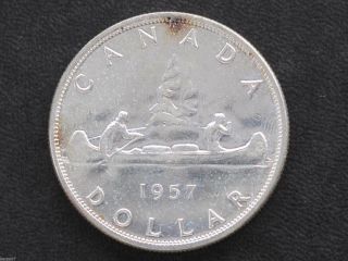 1957 Bu Canada Silver Dollar Elizabeth Ii Canadian Coin D7131 photo