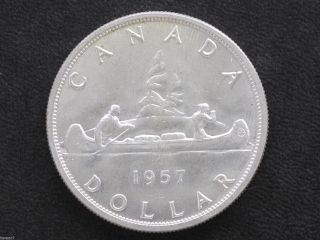 1957 Bu Canada Silver Dollar Elizabeth Ii Canadian Coin D7132 photo