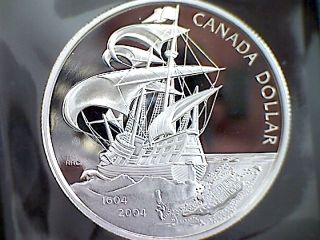 Canada Silver Dollar 2004 Pf Uhc 1st French Settlement In N America photo