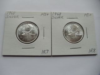 2 X 1968 Silver Quarters photo