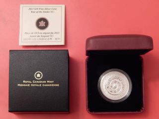 2013 Canada $10 Year Of The Snake Fine Silver Coin Packaging photo