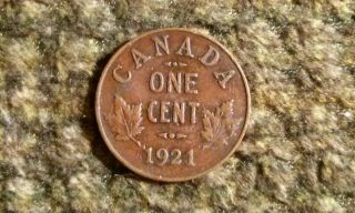 1921 Canada One Cent,  1c Bn Semi Key Date In Series (can - 111) photo