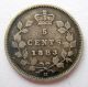 1883h Five Cents Silver F - 12 Very Scarce Date Low Mintage Key Victoria Half Dime Coins: Canada photo 2