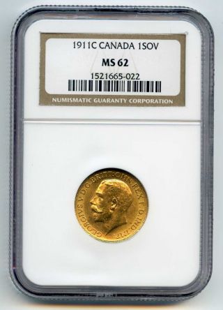 1911 C Ngc Ms62 Canada 1 Sov British Gold Sovereign photo