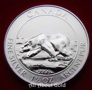 Canada Silver Coin 1 1/2 1.  5 Oz 2013 Arctic Polar Bear Royal.  9999 Fine Bu photo