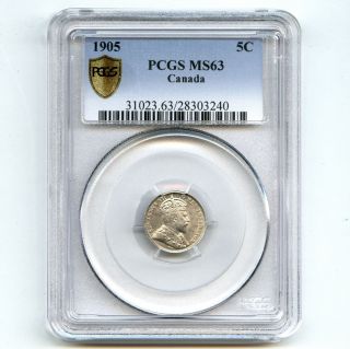 1905 Pcgs Ms63 Canada 5c Nickel photo
