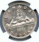 1957 Ngc Ms65 Canada Silver $1 Dollar One Water Line Coins: Canada photo 2