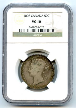 1898 Ngc Vg10 Canada 50c Half Dollar photo