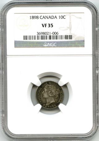 1898 Ngc Vf35 Canada 10c Ten Cents Obv 6 photo