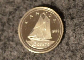 1999 Silver Proof - Canada Bluenose Dime Ten 10 Cent Coin - Elizabeth Ii (unc) photo