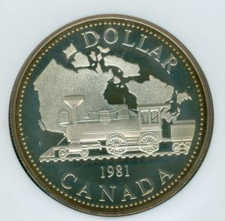 1981 Canada Railroad Silver $1 Dollar Ngc Pr69 Ultra Heavy Cameo photo