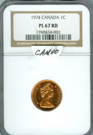 1974 Canada Cent Ngc Pl67 Red Cameo 2nd Finest Graded photo