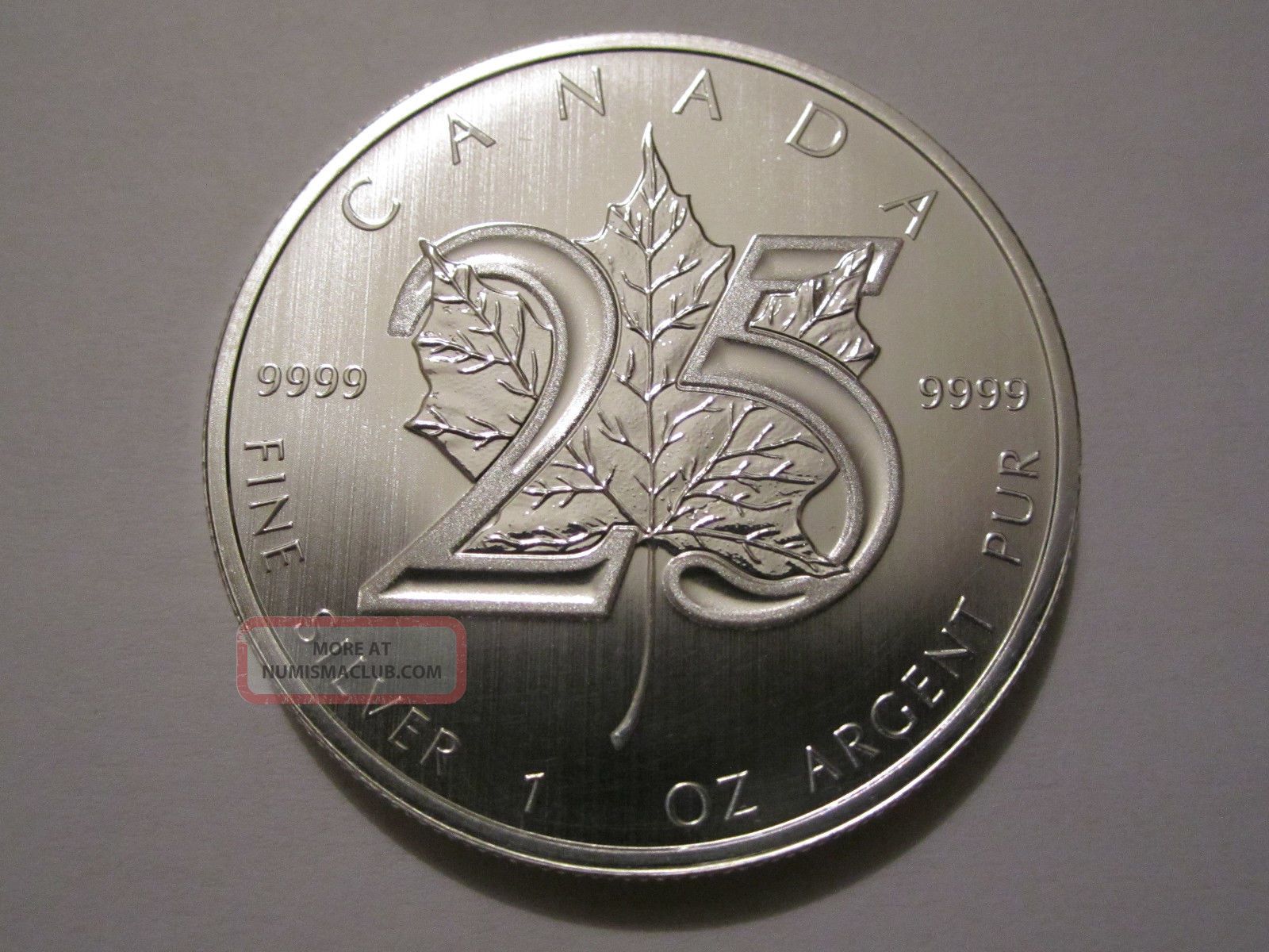 2013 Canadian Silver Maple Leaf 25th Anniversary 1oz