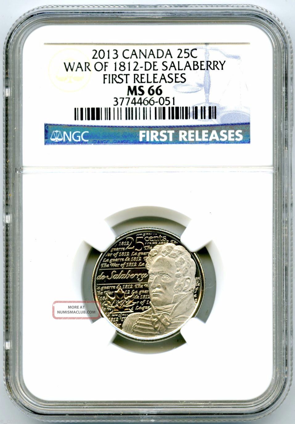 2013 Canada War Of 1812 De Salaberry Ngc Ms66 Noncolorized Frost Bust Quarter Coins: Canada photo
