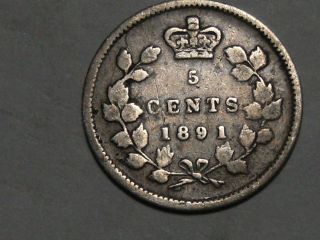 1891 Canadian Five Cent Silver Coin 711a photo