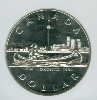 1984 Canada Toronto Silver $1 Dollar Ngc Ms68 Finest Graded photo