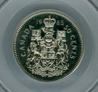 1985 Canada 50 Cents Pcgs Pl - 68 Finest Graded Pop - 2 Rare photo