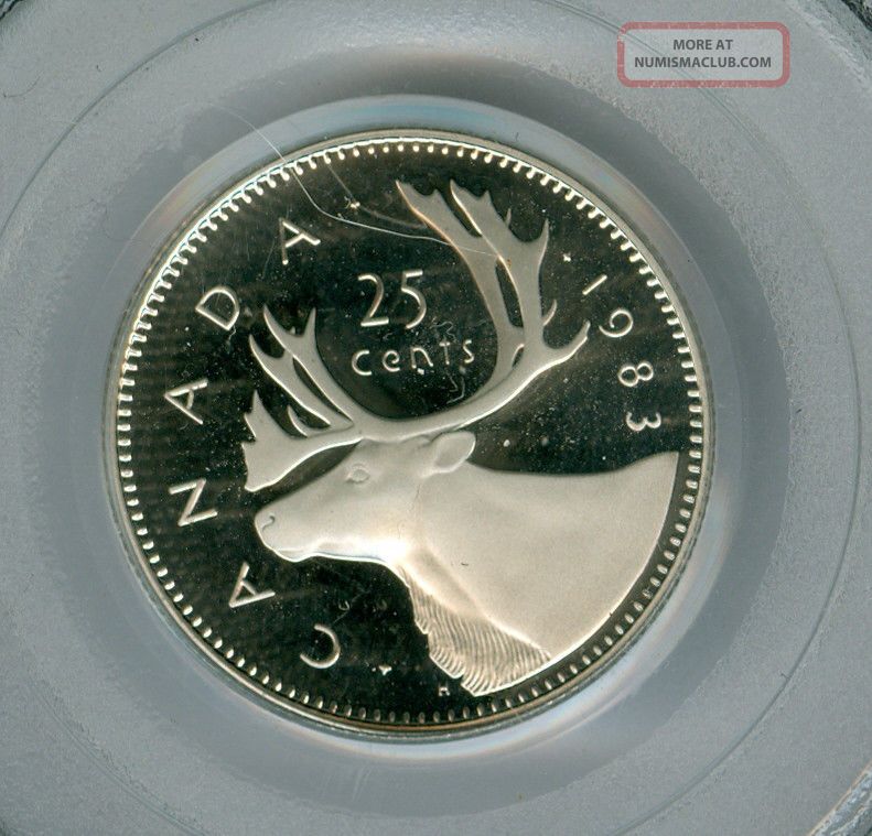 1983 Canada 25 Cents Pcgs Pr69 Ultra Heavy Cameo Finest Graded Coins: Canada photo