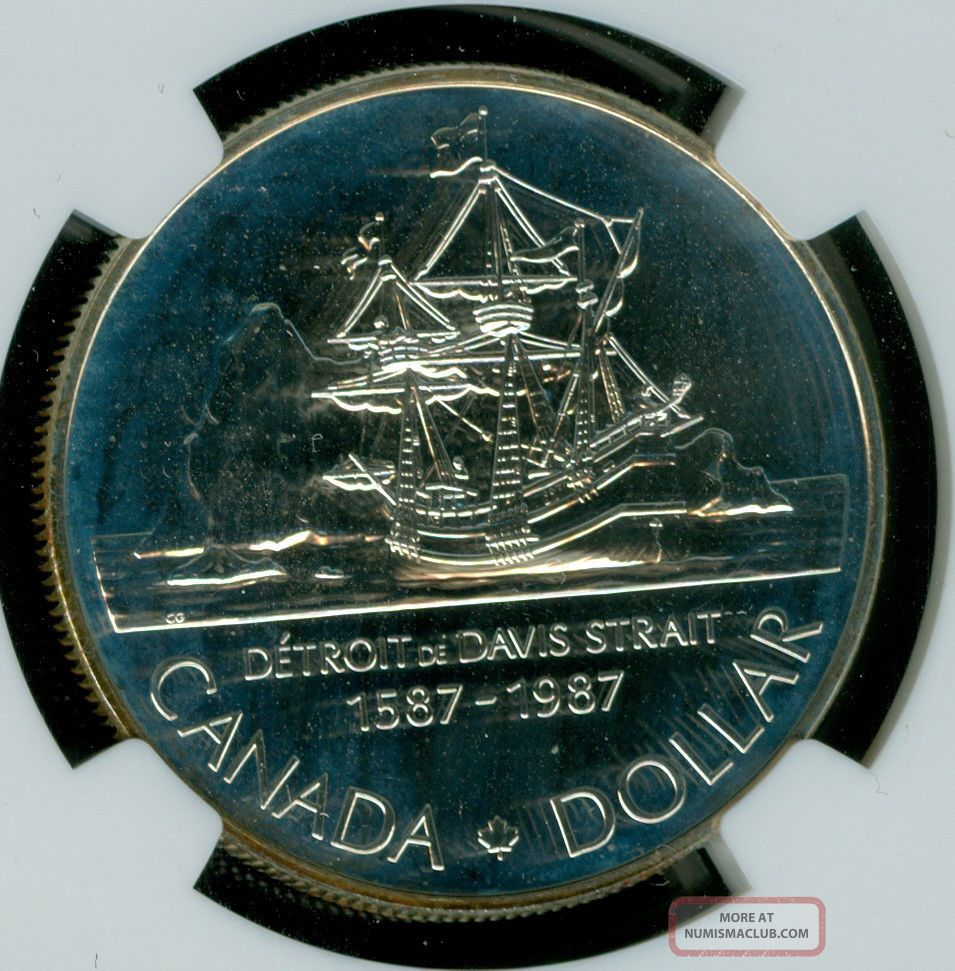 1987 Canada Silver Dollar John Davis $1 Ngc Ms69 Finest Graded Pop - 2 Coins: Canada photo