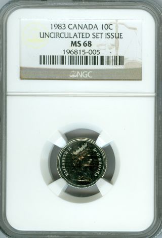 1983 Canada 10 Cents Ngc Ms68 Solo Finest Graded Rare photo