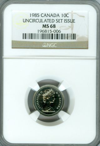 1985 Canada 10 Cents Ngc Ms68 Solo Finest Graded Rare photo