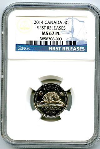 2014 Canada 5 Cent Nickel Ngc Ms67 Pl Proof Like First Releases Rare Top Census photo