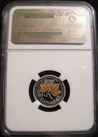 2012 Canada 1c Silver Cent Ngc Pf70 Uc W/gold Leaf First Last Farewell Penny photo