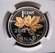 2012 Canada 1c Farewell To The Penny Ngc Pf70 Fr 1/2 Oz Silver W/gold Leaf Cent Coins: Canada photo 1
