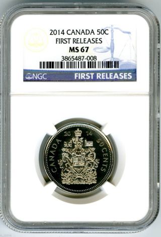 2014 Canada 50 Cent Half Dollar Ngc Ms67 First Releases. . .  Rare photo