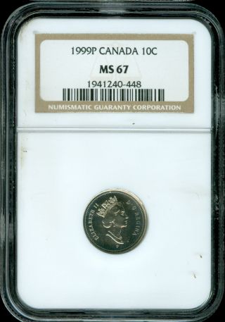 1999 - P Canada Test 10 Cents Ngc Ms67 Very Rare. photo