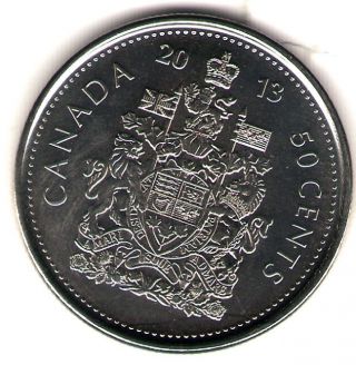 2013 Logo Canada Elizabeth Ii Brilliant Uncirculated Fifty Cent Coin photo