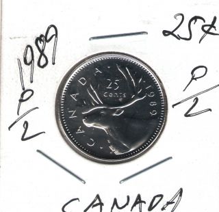 1989 Canada Elizabeth Ii Proof Like Caribou Quarter Coin photo