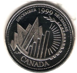 1999 Canada Elizabeth Ii Commemorative Millennium December Uncirculated Quarter photo