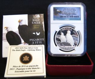 2013 Canada $20 Bald Eagle Lifelong Mates Ngc Pf70 Er 1 Oz.  Fine Silver W/ogp photo