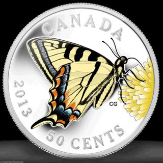 Canada 2013 Tiger Swallowtail Butterfly,  50 Cent Silver Plated,  1st In Series photo