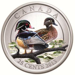 2013 Canada 25 - Cents Colored Wood Ducks Coin - Second Coin In Duck Series photo