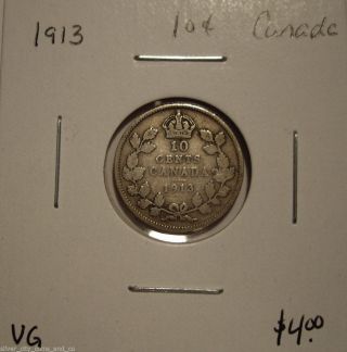 Canada George V 1913 Silver Ten Cents - Vg photo