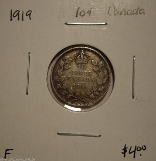 Canada George V 1917 Silver Ten Cents - F photo