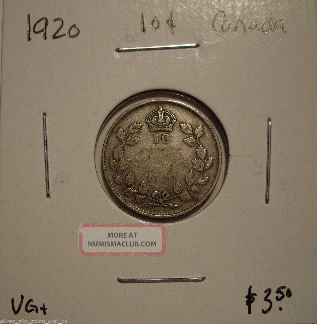 Canada George V 1920 Silver Ten Cents - Vg+ Coins: Canada photo