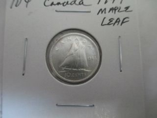 1947 10 Cent Canada Maple Leaf Silver photo