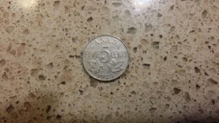 1923 Canadian Nickel,  5 Cent Coin photo