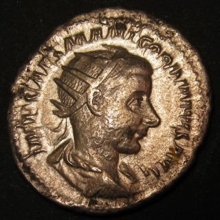 Ancient Rome Gordian Iii Silver Antoninianus Emperor Gordian Holds Spear & Globe photo